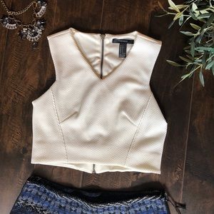 White Textured Crop Top